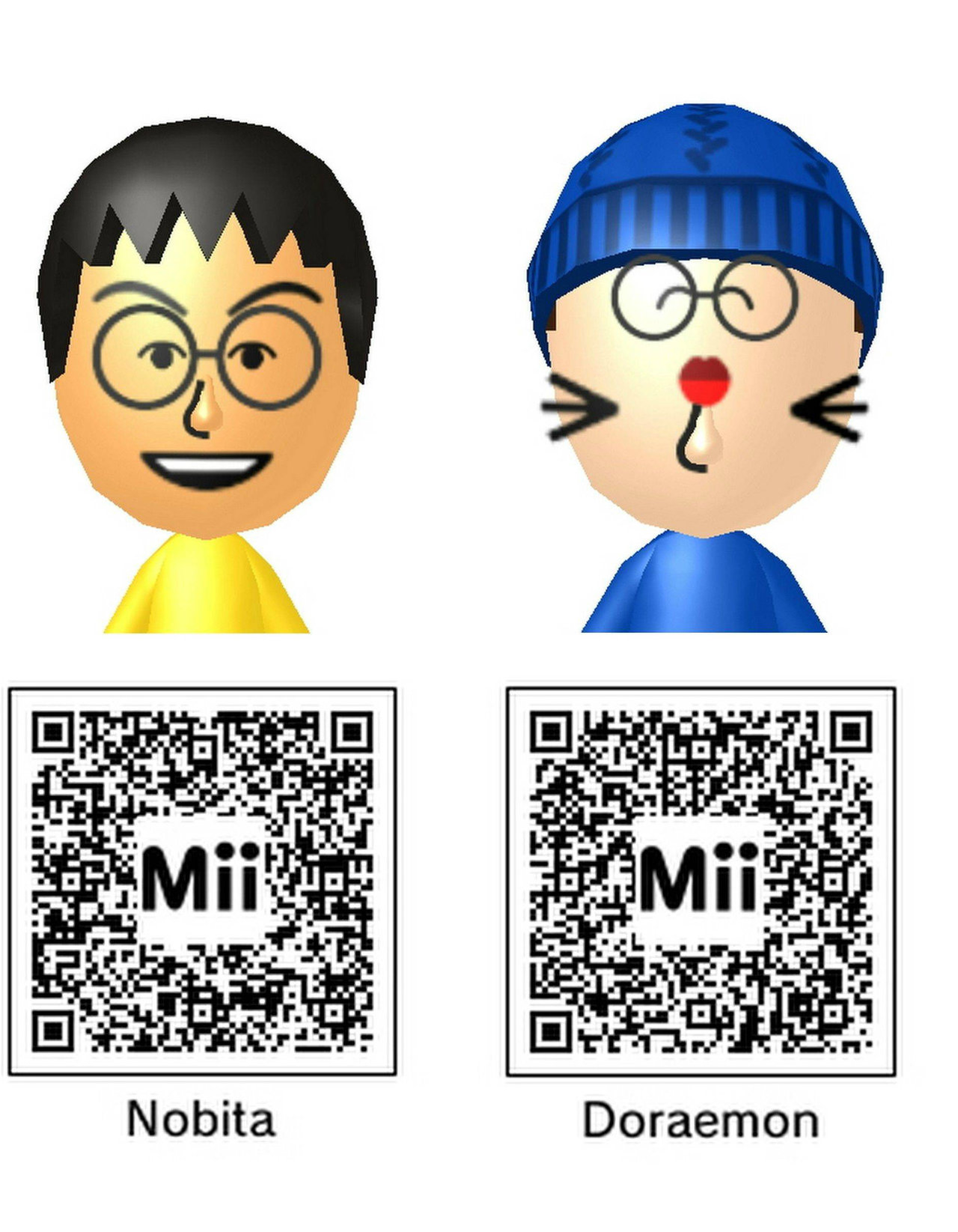 ドラえもん に登場するキャラクターのmiiとqrコード miiタレント アニメキャラqrコードまとめwiki